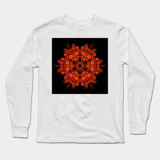 Dot Mandala Flower Orange and Black Long Sleeve T-Shirt